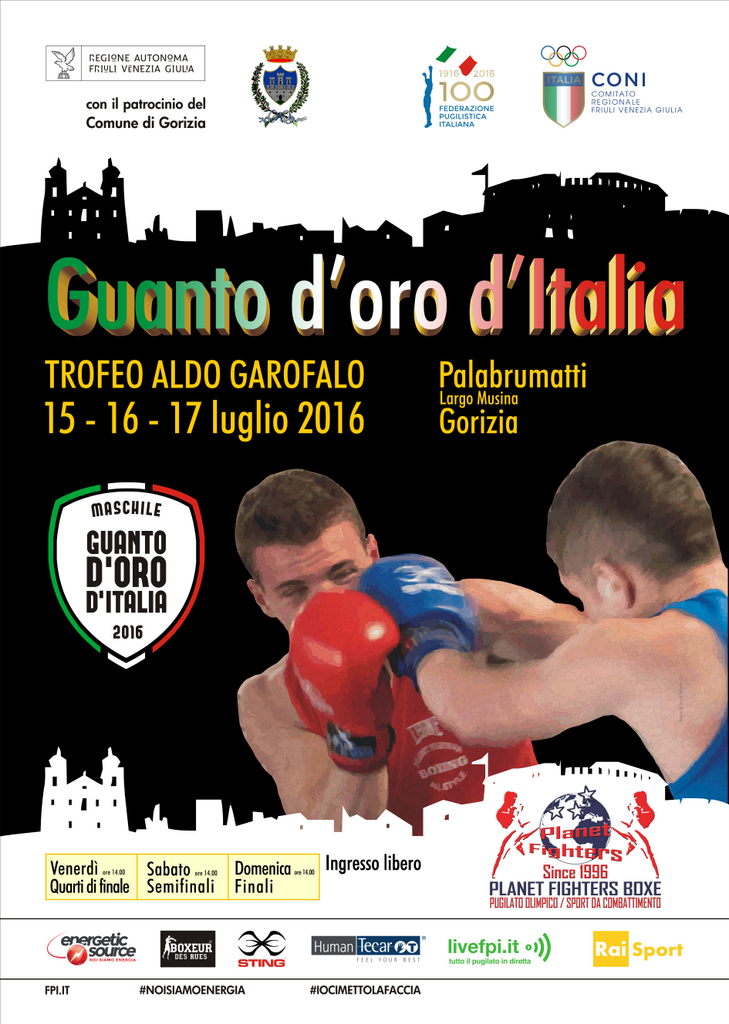 Il PalaBrumatti di Gorizia sarà il Ringside del Guanto d'Oro 2016 Trofeo A. Garofalo dal 15 al 17 Luglio #Guanto16 