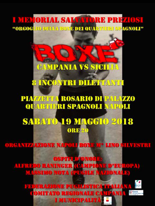 Sabato 19 Maggio a Napoli il 1° Memorial Salvatore Preziosi 