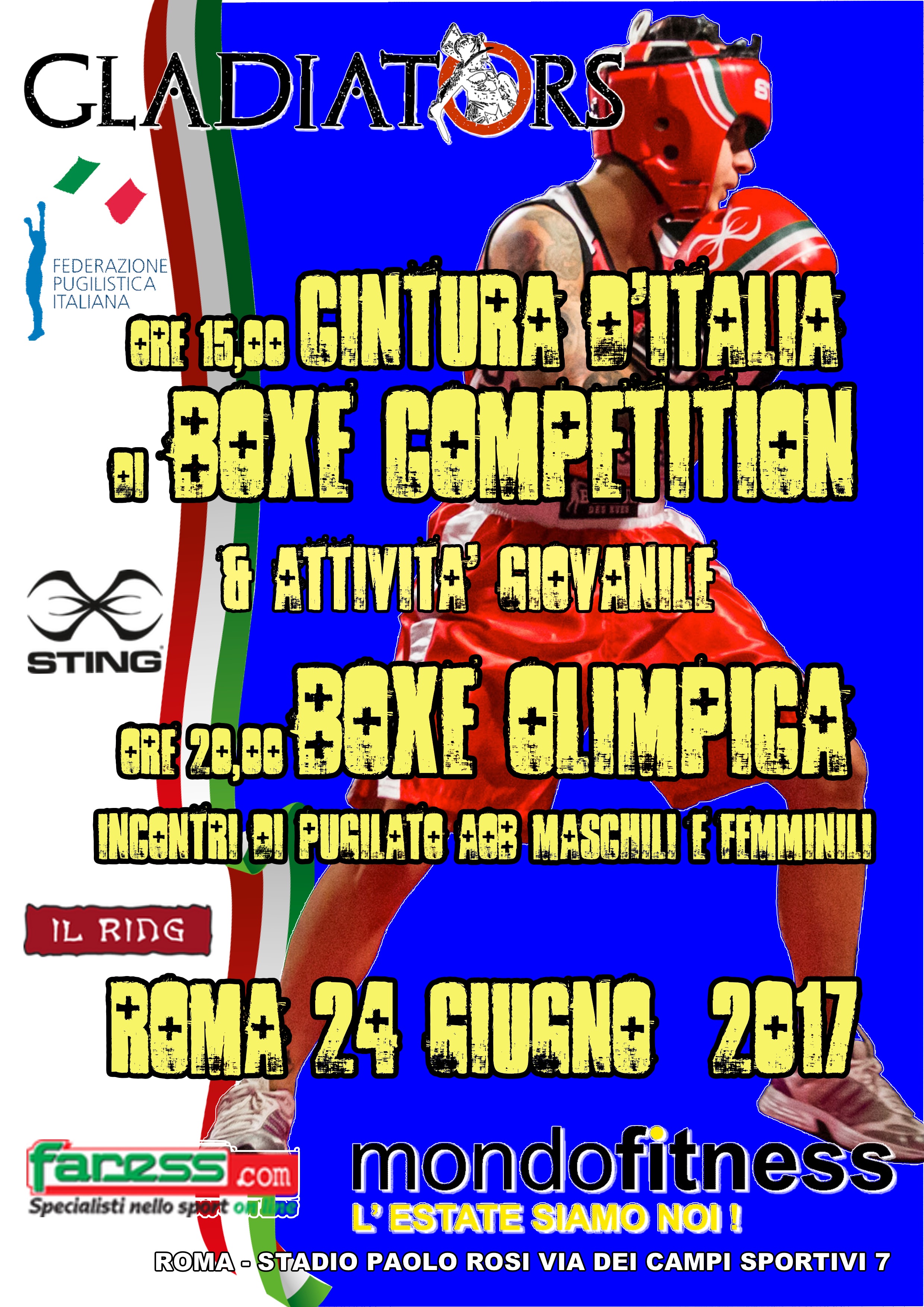 Sabato 24 Giugno a Mondofitness-Roma il Torneo di Boxe Competition Cintura d'Italia 2017 #GymBoxe
