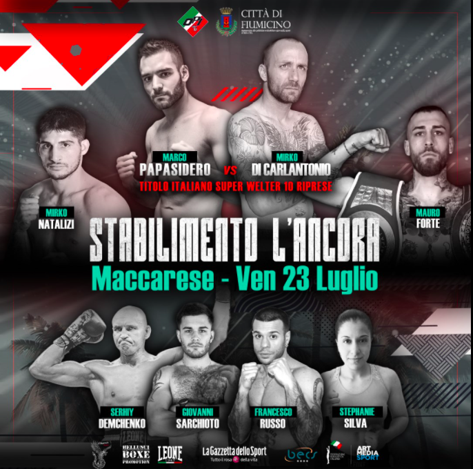 Il 23 luglio la Grande Boxe sul Litorale Romano - MAIN EVENT TITOLO ITALIANO SUPERWELTER 