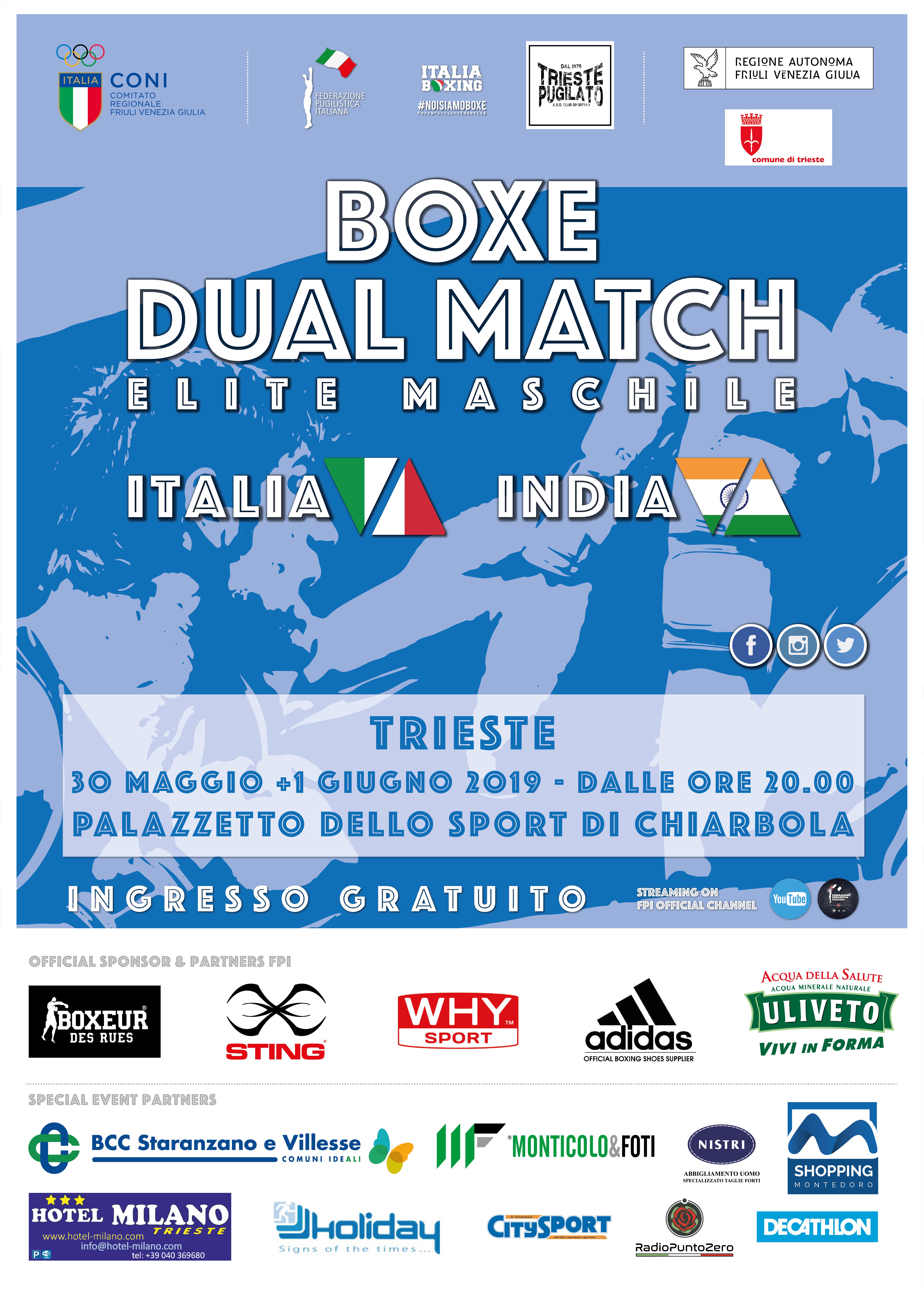 Il 30 maggio e 1 Giugno doppia sfida a Trieste tra gli Azzurri e l'India #ItaBoxing