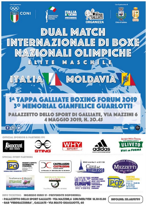 7 Azzurri per il Dual Match vs Moldavia del 4 Maggio a Galliate (NO) #ItaBoxing 