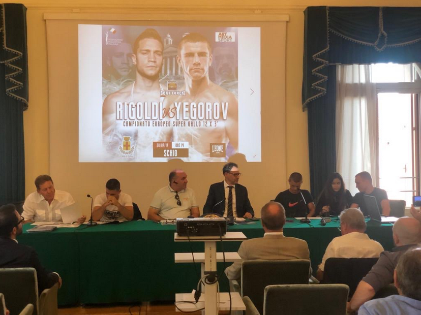 Presentata a Schio la sfida per l'Europeo dei Supergallo tra Rigoldi e Yehorov #ProBoxing