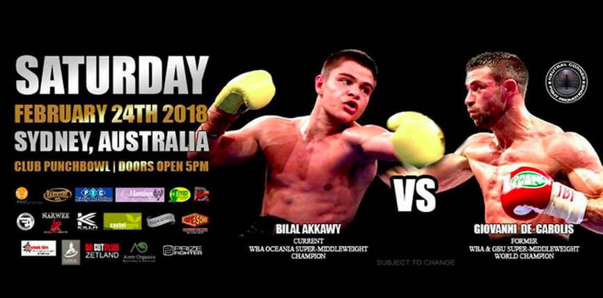 Il 24 febbraio a Sydney De Carolis vs Akkawy per il Titolo Int. WBA Oceania Supermedi #ProBoxing