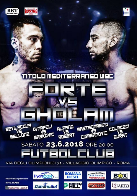 Il 23 Giugno a Roma Forte vs Gholam per il Titolo del Mediterraneo WBC Piuma #ProBoxing