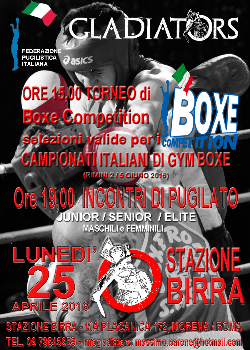 Il 25 aprile pv a Roma la fase eliminatoria dei Campionati Italiani di Gym Boxe #BoxeCompetition #GymBoxe 