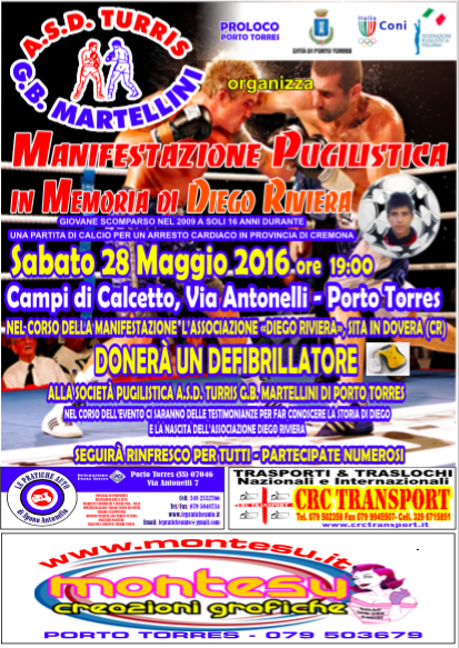 il 28 Maggio a Porto Torres il Primo Memorial Pugilistico Diego Riviera 