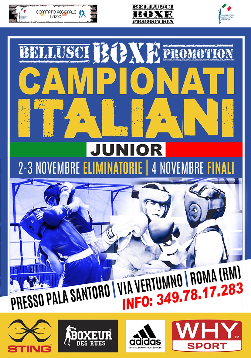 101 Boxer partecipanti ai Campionati Italiani Junior 2018 - Roma 2-4/11 #Junior18