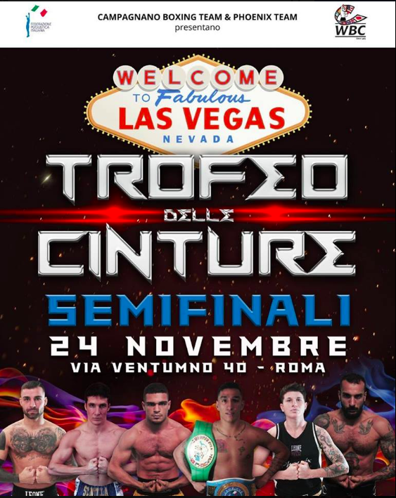 Il 24 novembre la Grande Boxe del Trofeo delle Cinture WBC-FPI torna al PalaSantoro di Roma 