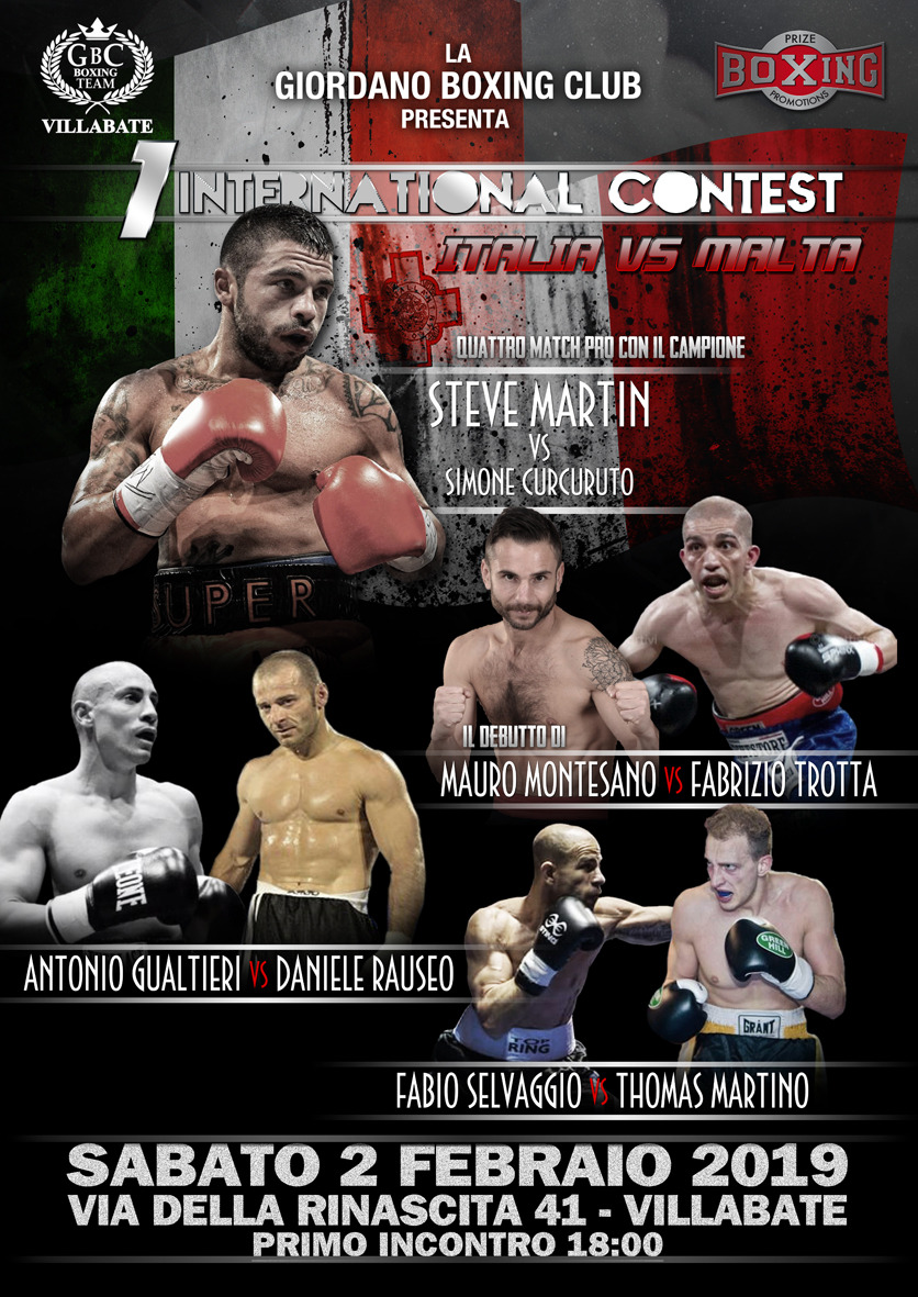 Il 2 Febbraio a Villabate una grande serata di BOXE AOB E PRO