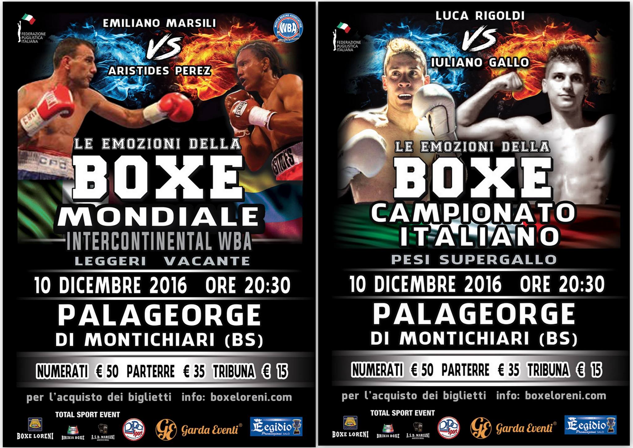 A Montichiari (BS) Marsili fa suo il Titolo Inter. WBA Leggeri, Rigoldi quello Italiano SuperGallo #ProBoxing