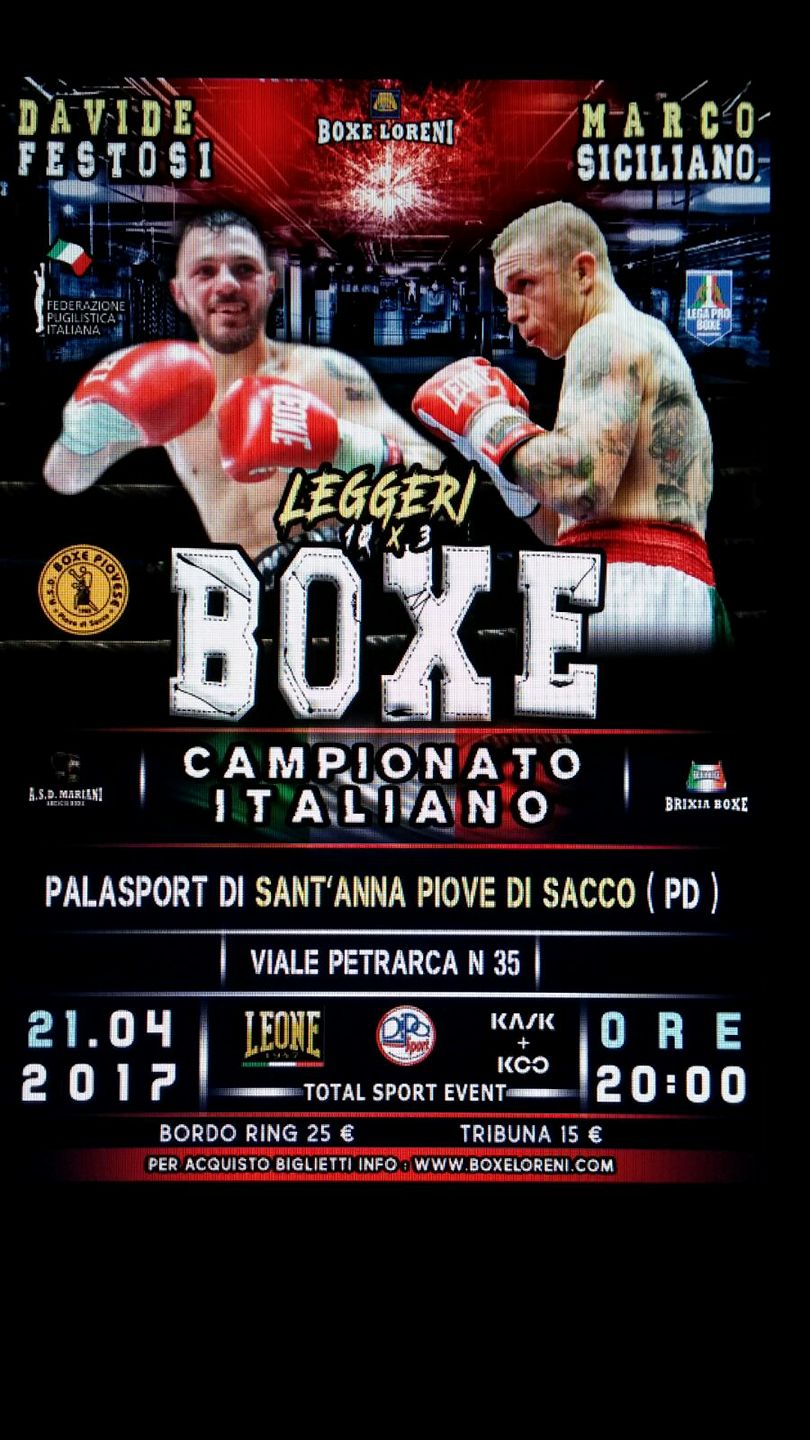 Il 21 Aprile a Piove di Sacco Siciliano vs Festosi per il Titolo Italiano Leggeri - Info TV e Sottoclou #ProBoxing