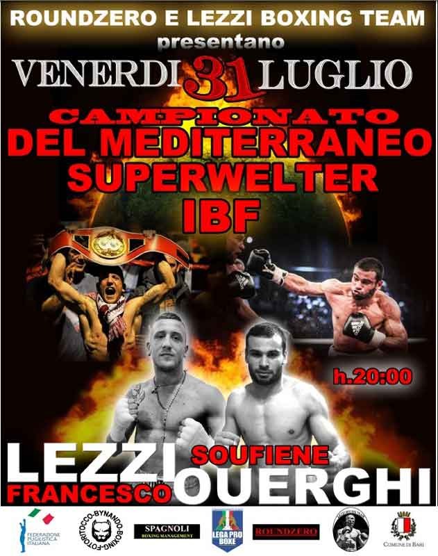 #LegaProBoxe - Stasera a Bari la sfida per il SuperWelter Mediterraneo tra Lezzi e Ouerghi