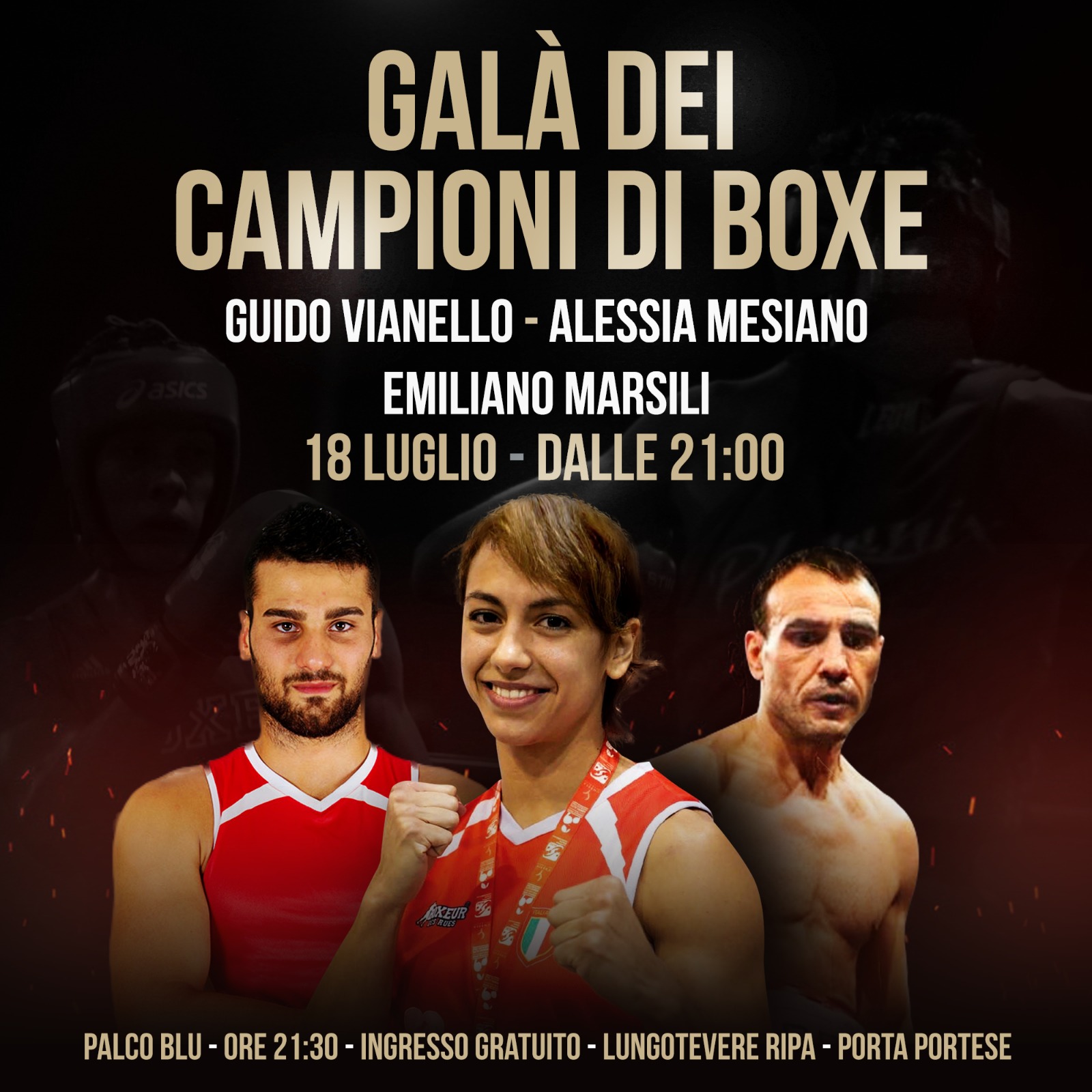 Al via, a Lungo il Tevere Roma, la seconda edizione del Galà di campioni di boxe: Testimonial Marsili, Vianello e la Mesiano