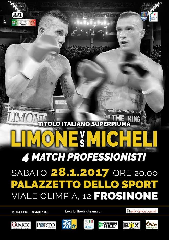 il 28 Gennaio a Frosinone Limone vs Micheli per Titolo Italiano SuperPiuma #ProBoxing
