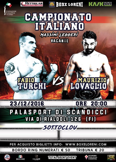 Il 23 Dicembre a Scandicci Turchi vs Lovaglio per il Titolo Italiano Massimi Leggeri - Programma Riunione #ProBoxing