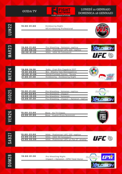 Programmazione TV Eventi Pugilistici Fight Network del 26/01 #BOXETV