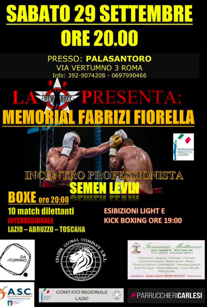 Sabato 29 Settembre al PalaSantoro il Memorial Fabrizi Fiorella 