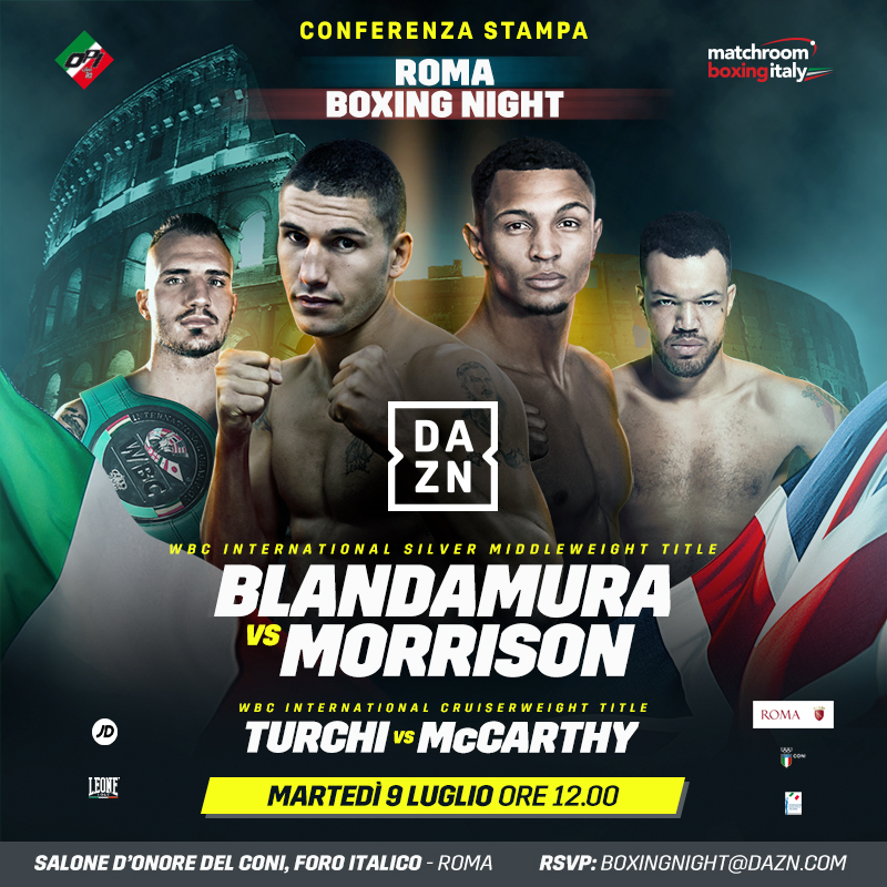 Domani (9 luglio) a Roma la Conferenza Stampa della Roma Boxing Night 2019. PRESENTE IL PRESIDENTE CONI GIOVANNI MALAGO'– INFO ACCREDITI