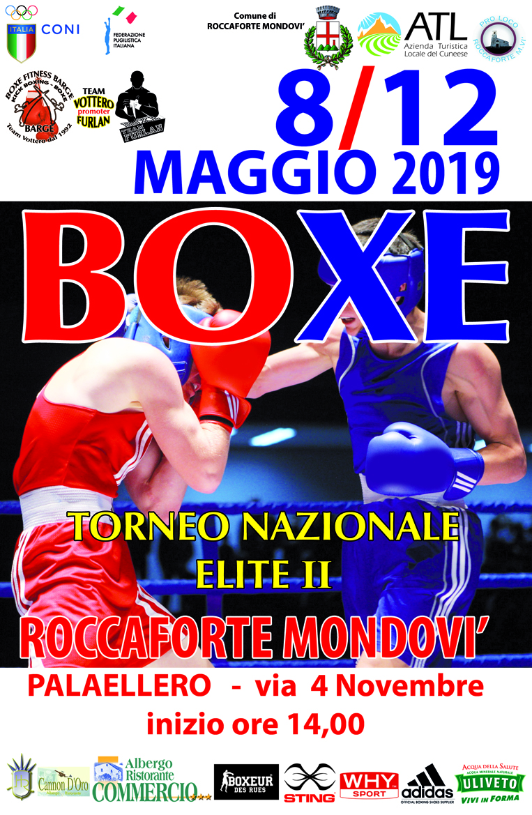 FINALI NAZIONALI del TORNEO ELITE 2° Roccaforte Mondovì 8-12 Maggio: 119 Boxer in Gara 