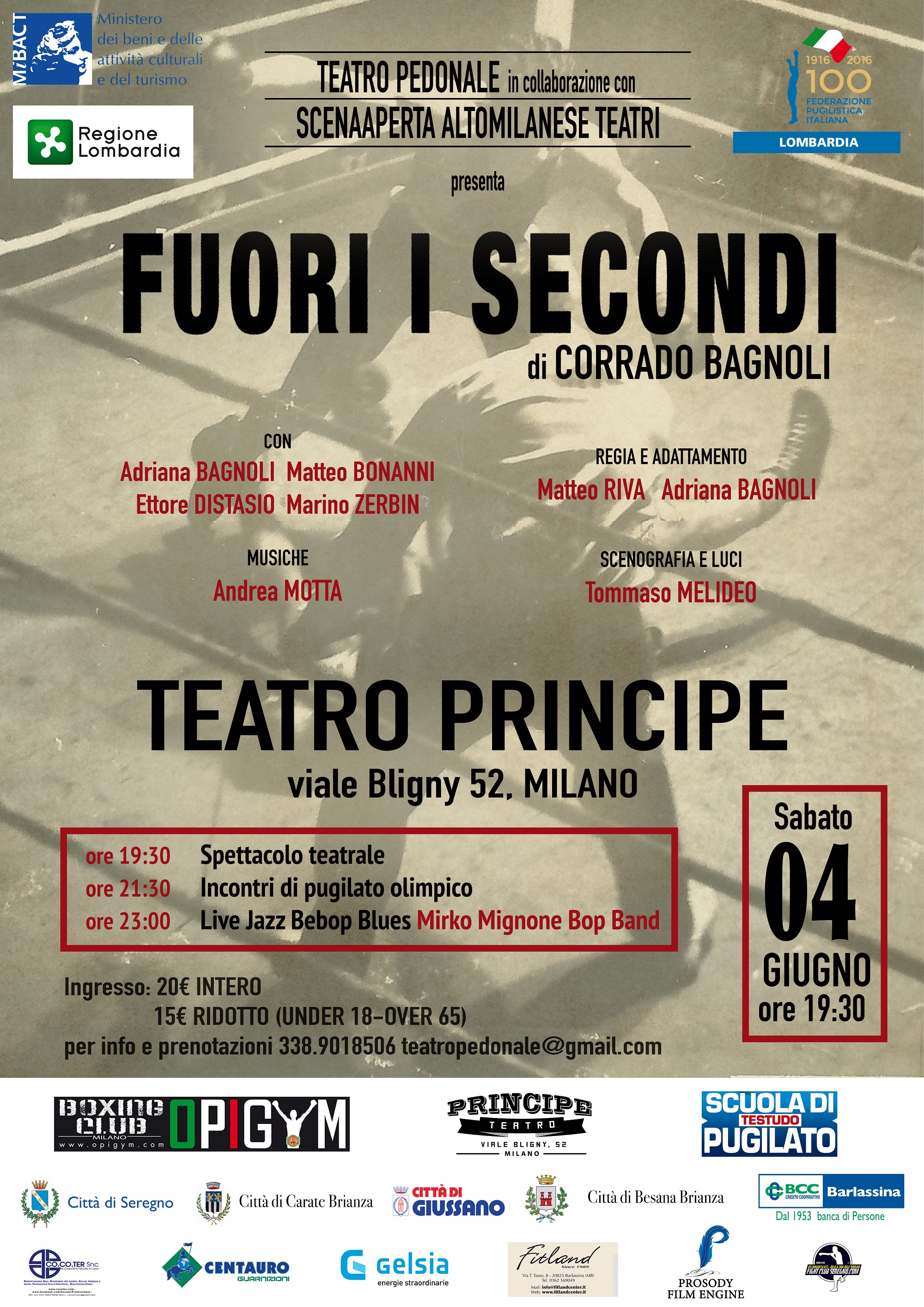 Sabato Prossimo musica Boxe e jazz al Teatro Principe #ProBoxing