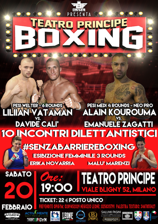 Sabato 20 febbraio torna la boxe al teatro Principe #ProBoxe