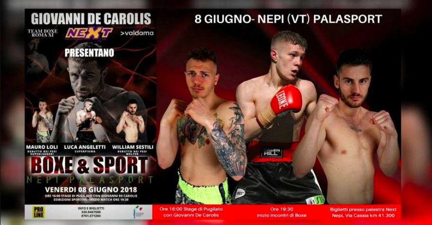 8 Giugno a Nepi grande Giornata di Boxe: Prima Stage con Giovanni De Carolis poi Boxe Pro con Angeletti, Sestili e Loli #ProBoxing