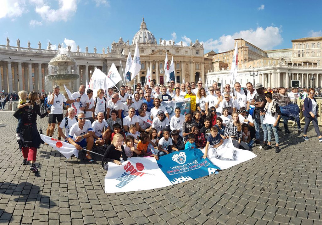 Arrivo ieri a San Pietro per il Gruppo di Ciclisti di #BikesForChildren #SSFOnlus, tra loro il nostro Vianello 