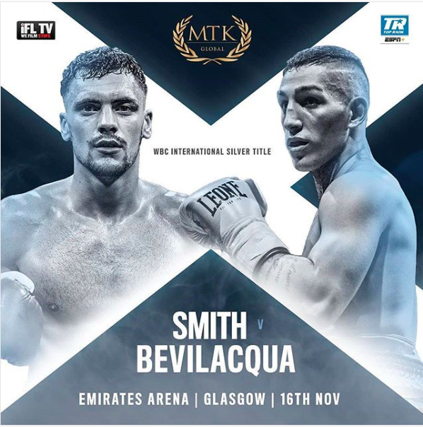 Il 16 Novembre a Glasgow Bevilacqua vs Smith per il Titolo Int. Silver WBC Superwelter