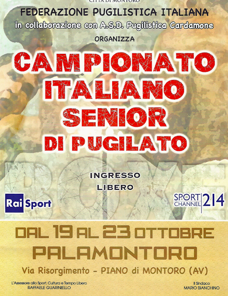 121 i Boxer in gara al Torneo Nazionale Senior in Programma a Montoro dal 19 al 23 Ottobre #Senior2016 