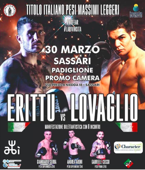 Il 30 marzo a Sassari Erittu vs Lovaglio per il titolo Italiano Cruiser - Ricco Sottoclou #ProBoxing