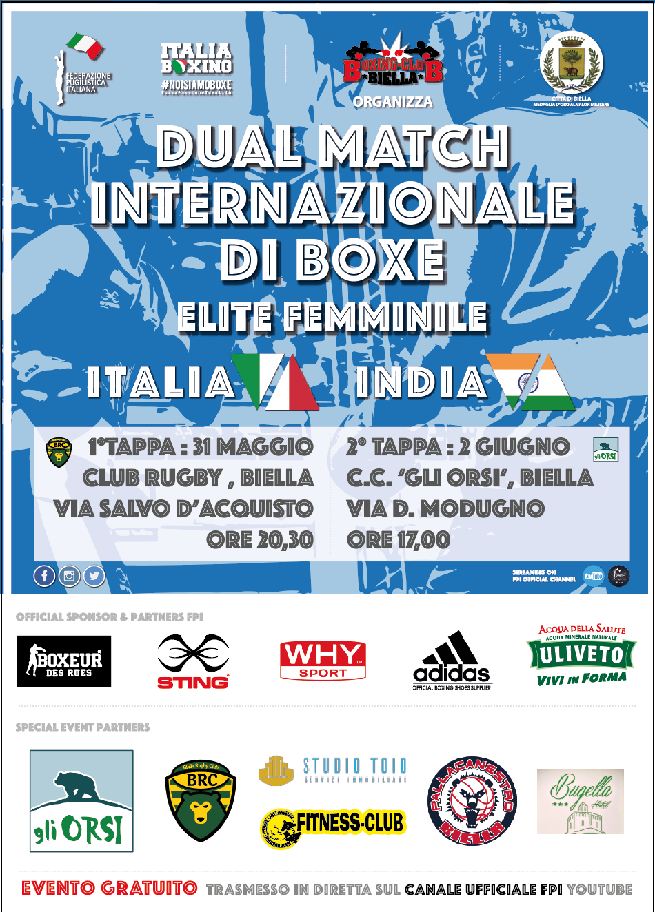 Biella ospiterà il 31/5 e il 2/6 una doppia sfida tra le Azzurre Elite e l'India #ItaBoxing