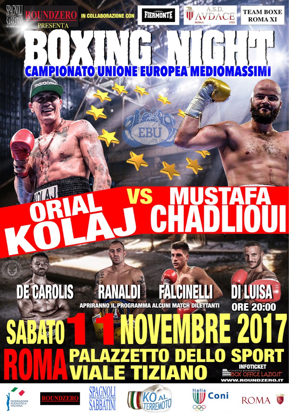 A Roma l'11 Novembre Kolaj vs Chadlioui per il Titolo UE Mediomassimi - INFO TICKET