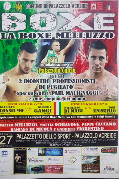 Il 27 Ottobre a Palazzolo Acriede un'interessante serata di Boxe Pro