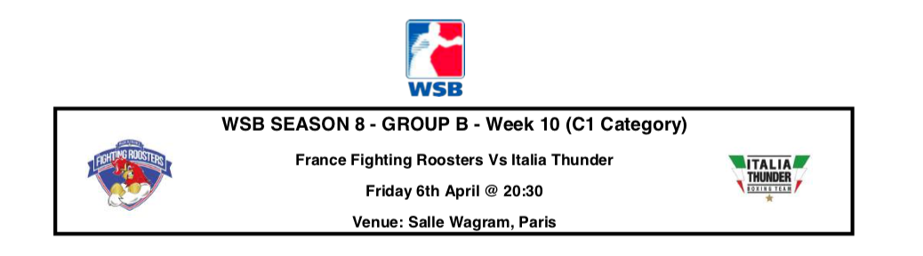 WSB8 Day 10: Il Match Programme della sfida di Parigi tra la Thunder e i Roosters #WSB8