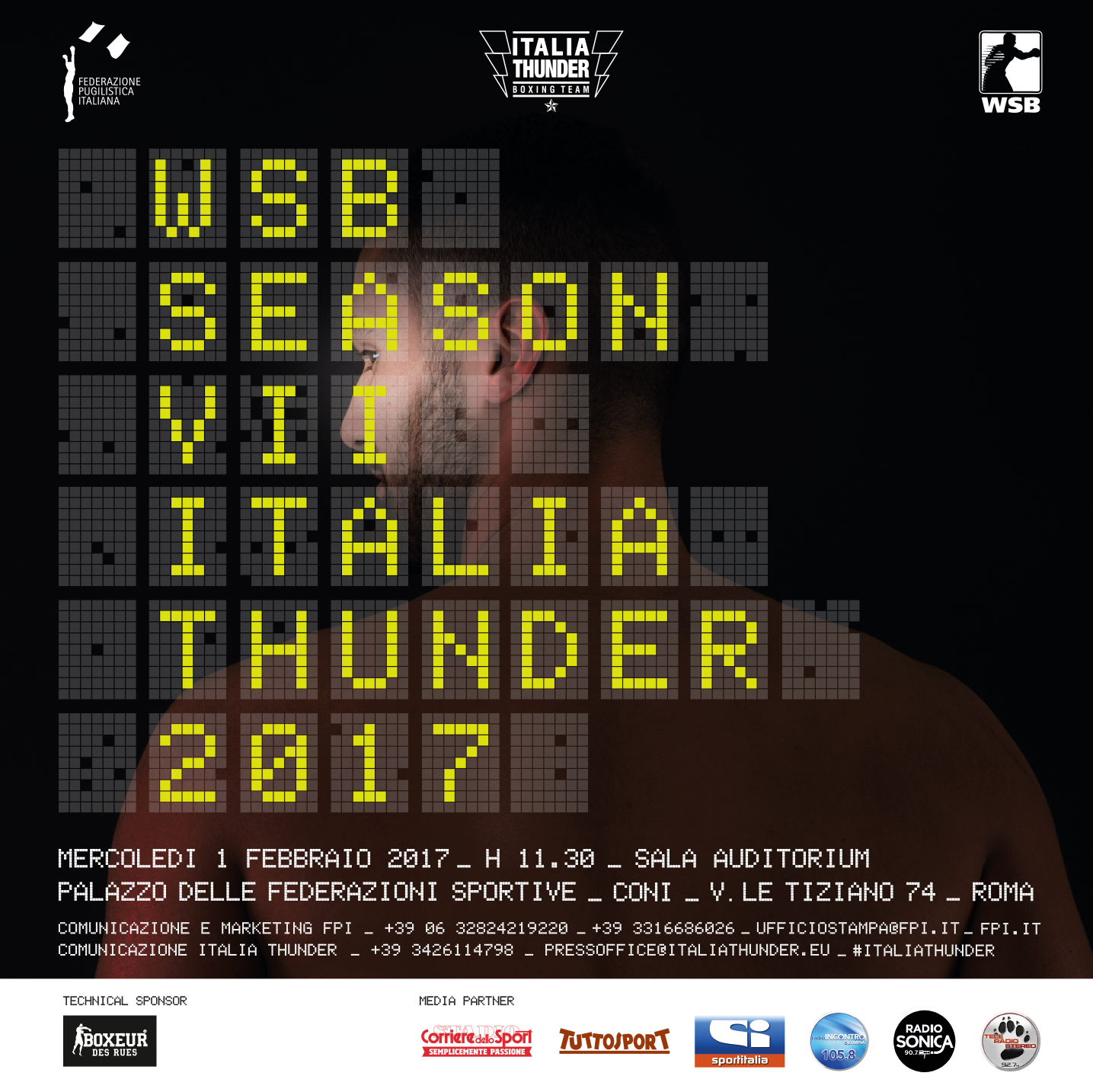 Mercoledì 1 Febbraio a Roma la Conferenza Stampa di Presentazione dell'Italia Thunder per le WSB 2017 #WSBVII