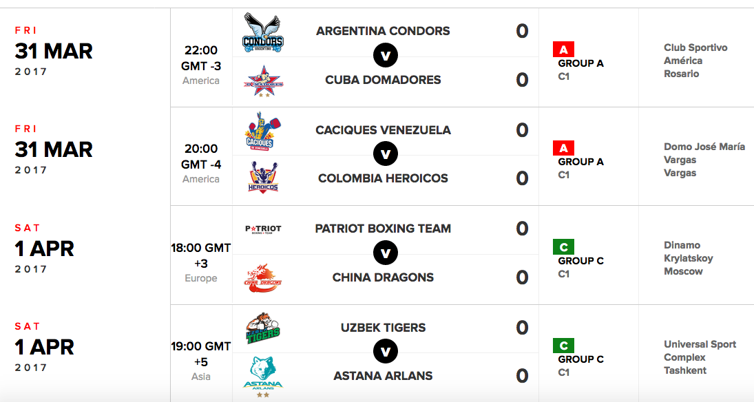 WSBVII Programma gare 31 marzo e 1 Aprile Gruppi A e C. Thunder di nuovo sul ring il 7 in Marocco #WSBVII