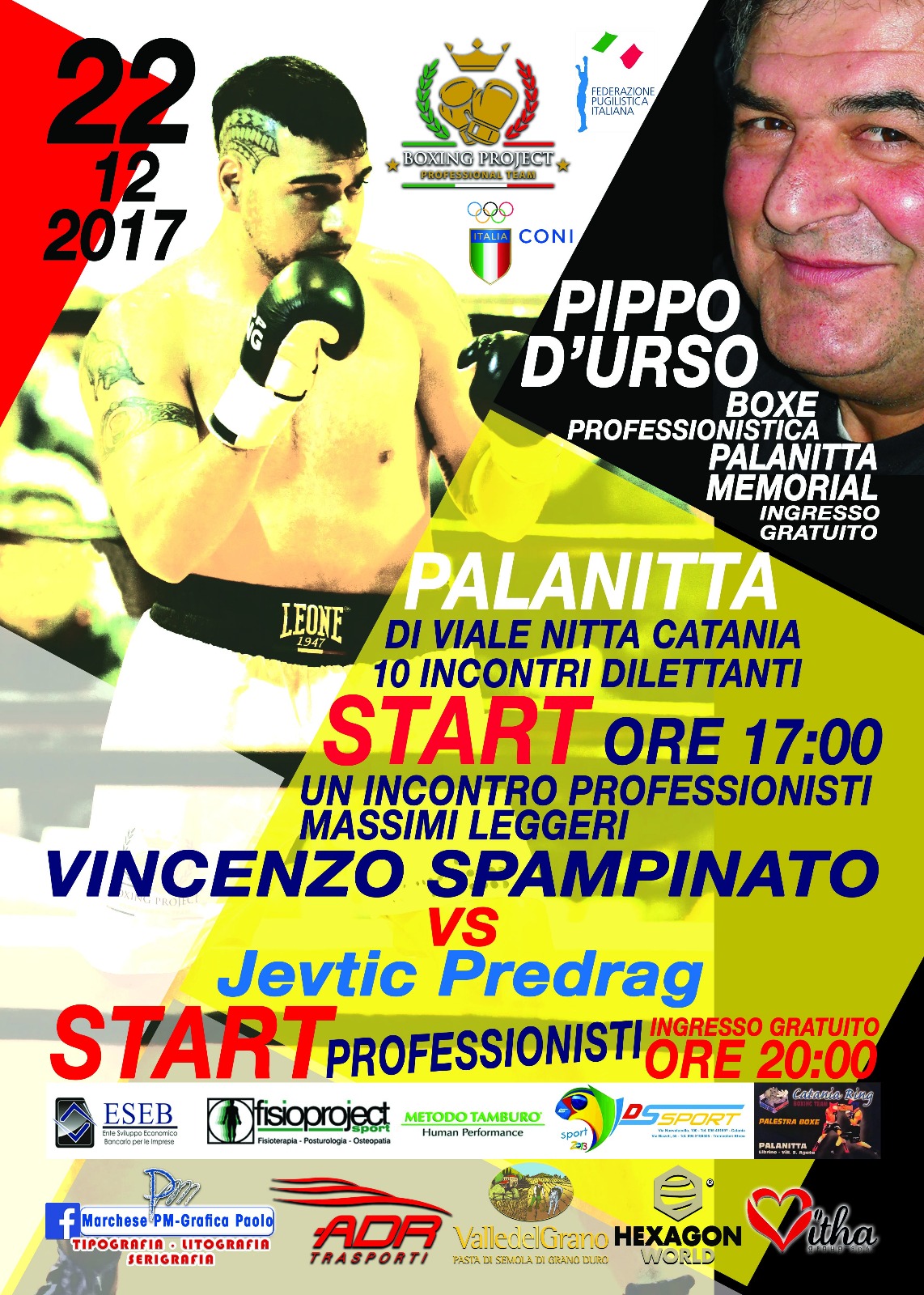 Il 22 Dicembre Gran serata di Boxe al PalaNitta di Librino 